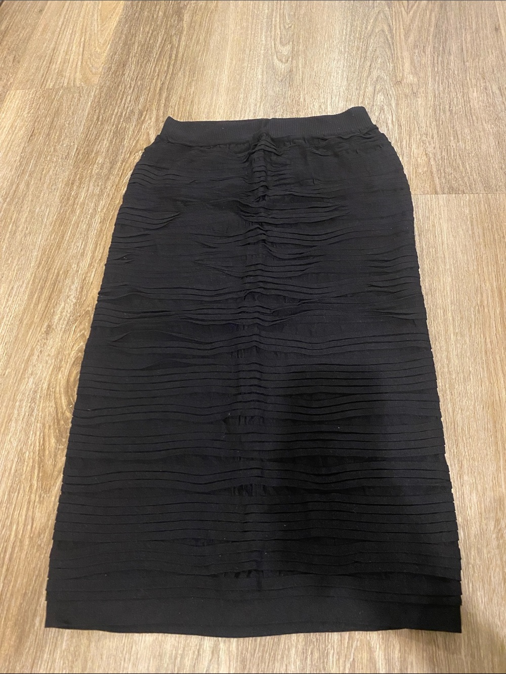 Black Textured Knit Pencil Skirt